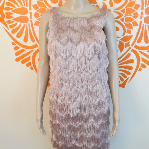 Zara Dresses & Skirts - Zara Sleeveless Blush Fringe Dress XS